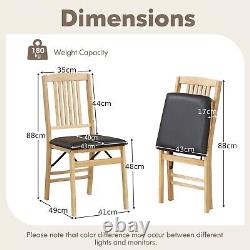 2 Pcs Foldable Upholstered Kitchen Chairs with Padded Seat (Black)