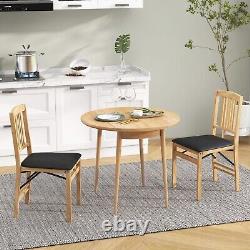 2 Pcs Foldable Upholstered Kitchen Chairs with Padded Seat (Black)