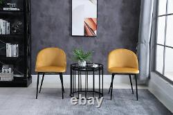 2 Pieces Modern Upholstered Fabric Bucket Seat Dining Chairs Living Room Camel