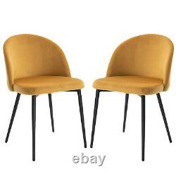 2 Pieces Modern Upholstered Fabric Bucket Seat Dining Chairs Living Room Camel
