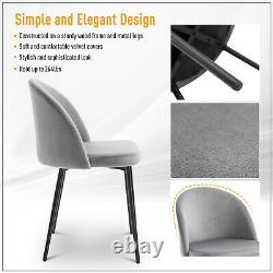 2 Pieces Modern Upholstered Fabric Bucket Seat Dining Chairs Living Room Grey