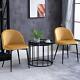 2 Pieces Modern Upholstered Fabric Bucket Seat Dining Chairs Living Room Yellow