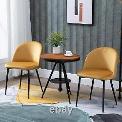 2 Pieces Modern Upholstered Fabric Bucket Seat Dining Chairs Living Room Yellow
