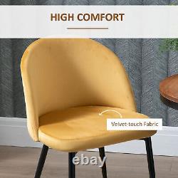 2 Pieces Modern Upholstered Fabric Bucket Seat Dining Chairs Living Room Yellow