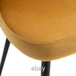 2 Pieces Modern Upholstered Fabric Bucket Seat Dining Chairs Living Room Yellow