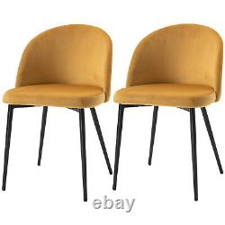 2 Pieces Modern Upholstered Fabric Bucket Seat Dining Chairs Living Room Yellow