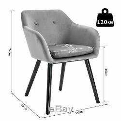 2 Pieces Modern Upholstered Fabric Bucket Seat Dining Room Armchairs Grey