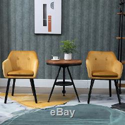 2 Pieces Modern Upholstered Fabric Bucket Seat Dining Room Armchairs Yellow
