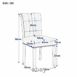2 Sets Grey Velvet Dining Chairs Upholstered Nailhead Trim Seat Soild Wood Legs