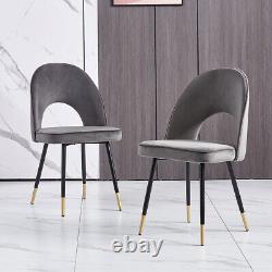 2 X Dining Chairs Velvet Set Padded Seat Metal Leg Kitchen Chair Home Office