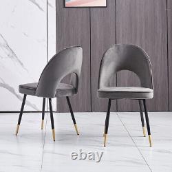 2 X Dining Chairs Velvet Set Padded Seat Metal Leg Kitchen Chair Home Office