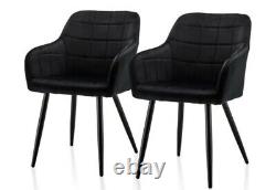 2 X Dining Chairs, Velvet Upholstered Kitchen Counter Chair, Black