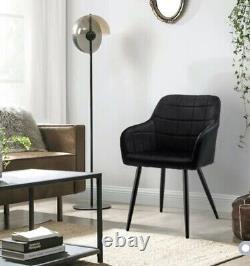 2 X Dining Chairs, Velvet Upholstered Kitchen Counter Chair, Black