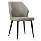 2 Pcs Dining Chairs Set Faux Leather Pu Seat Soft Back Metal Legs Kitchen Chair