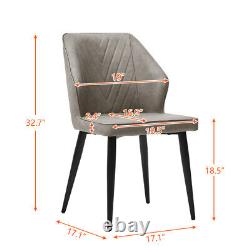 2 pcs Dining Chairs Set Faux Leather PU Seat Soft Back Metal Legs Kitchen Chair