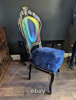 2 shabby chic French style peacock feather chairs