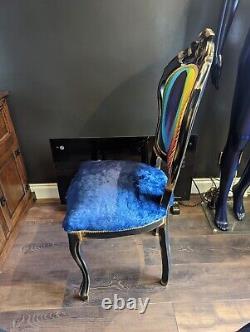 2 shabby chic French style peacock feather chairs