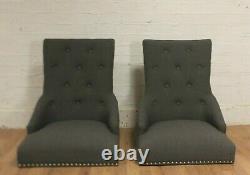 2 x Baumhaus OAK LEG Upholstered Grey Dining Chairs (SRP £259) 4 PAIRS AVAILABLE