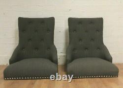 2 x Baumhaus WALNUT Upholstered Grey Dining Chairs (SRP £289) 4 PAIRS AVAILABLE