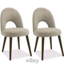 2 x Bentley Designs Oslo Walnut Linen Fabric Upholstered Dining Chairs