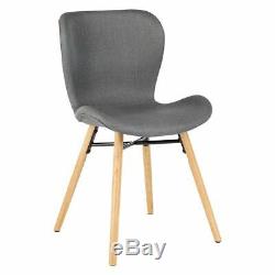 2 x Habitat ETTA CHAIR Grey Fabric Upholstered Dining Chair, Wooden Legs 781990