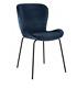 2 X Habitat Etta Dark Blue Velvet Upholstered Dining Chair Bl Leg 781993 Rrp£170