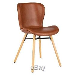 2 x Habitat ETTA Retro Brown Faux Leather Upholstered Dining Chair 781991 SA369