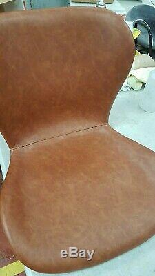 2 x Habitat ETTA Retro Brown Faux Leather Upholstered Dining Chair 781991 SA369