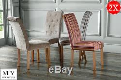 2 x MY-furniture luxury Upholstered Scroll / Roll Back Dining Chair GENOA