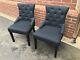 2 X Sienna Dining Chairs. Button Velvet Upholstered, Charcoal Grey, Furniture