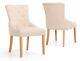 2 X Upholstered Scoop Back Fabric Or Leather Dining Chair Solid Premium Oak Leg