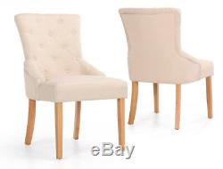 2 x Upholstered Scoop Back Fabric OR Leather Dining Chair Solid Premium Oak Leg
