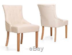 2 x Upholstered Scoop Back Fabric OR Leather Dining Chair Solid Premium Oak Leg