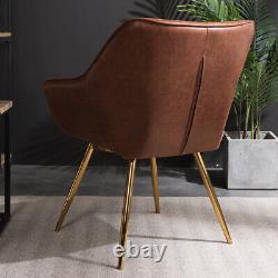 2pcs Dining Chair Occasional Distressed Leather Upholstered Living Room Armchair