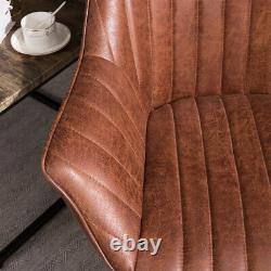 2pcs Dining Chair Occasional Distressed Leather Upholstered Living Room Armchair