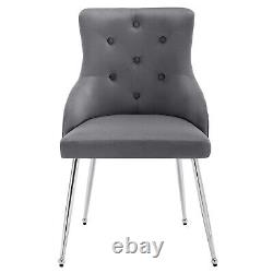 2pcs Dining Chair Upholstered Armchair Velvet Restaurant Office Chair Grey BS