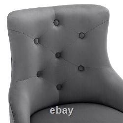 2pcs Dining Chair Upholstered Armchair Velvet Restaurant Office Chair Grey BS