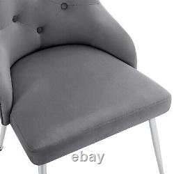 2pcs Dining Chair Upholstered Armchair Velvet Restaurant Office Chair Grey BS