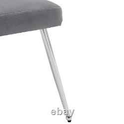 2pcs Dining Chair Upholstered Armchair Velvet Restaurant Office Chair Grey HT