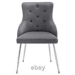 2pcs Dining Chair Upholstered Armchair Velvet Restaurant Office Chair Grey QS
