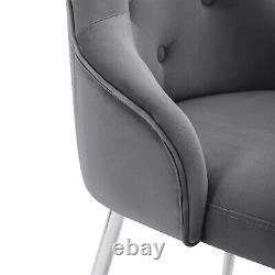 2pcs Dining Chair Upholstered Armchair Velvet Restaurant Office Chair Grey QS
