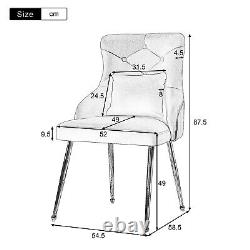 2pcs Dining Chair Upholstered Armchair Velvet Restaurant Office Chair Grey SR