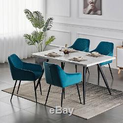 2pcs Dining Chairs Armchair Upholstered Soft Seat Sturdy Metal Legs Gray Kitchen