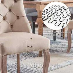 2pcs Dining Chairs Fabric Upholstered Chairs Kitchen Chairs with Solid Wood Legs