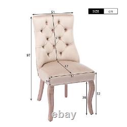 2pcs Dining Chairs Fabric Upholstered Chairs Kitchen Chairs with Solid Wood Legs
