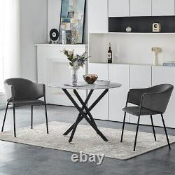 2pcs Grey Velvet Upholstered Dining Chairs Accent Chair Lounge Office Metal legs