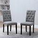 2pcs Modern Dining Chairs With Upholstered Fabric High Back Kitchen Chair Grey