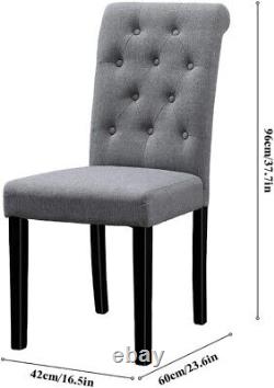2pcs Modern Dining Chairs with Upholstered Fabric High Back Kitchen Chair Grey