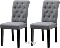 2pcs Modern Dining Chairs with Upholstered Fabric High Back Kitchen Chair Grey