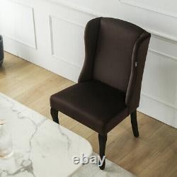 2pcs Modern Velvet Dining Chairs Wooden Legs High Back Padded Seat Home Kitchen